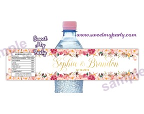 Floral water bottle labels for wedding,Blush water bottle labels, (31d)